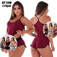 KIT 3 Baby Doll Paris Algodão Pijama Sensual