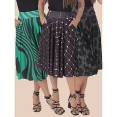 Kit 3 Saias Godê Plissada Moda Feminina Evangelica