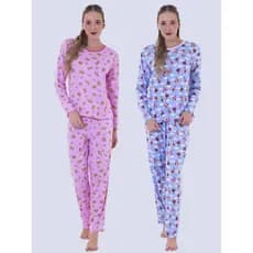 KIT 2 Pijamas Feminino Sonho Manga Longa Felpado Inverno