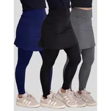 Kit 3 Leggings Feminina com Saia Moda Evangelica Esportiva