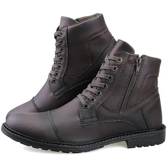 Bota Coturno Masculino Casual Com Cadarço e Zíper Ajustável Dhshoes Conforto