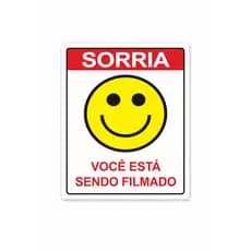 Placas Sorria voce esta sendo filmado Ambiente monitorado Plaquinhas sinalização