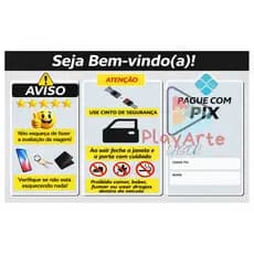 Placa Informativa Motorista App Uber Taxi Pix Avisos Passageiro