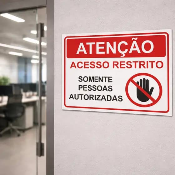Placa de Aviso Acesso Restrito Somente Pessoas Autorizadas 20 x15 cm