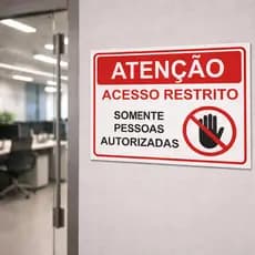 Placa de Aviso Acesso Restrito Somente Pessoas Autorizadas 20 x15 cm