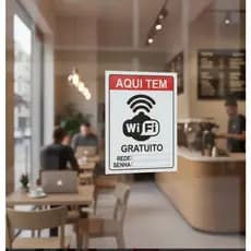 Placa Aqui Tem WiFi Gratuito Com Campo Para Rede e Senha Sinalização Comércio Empresa
