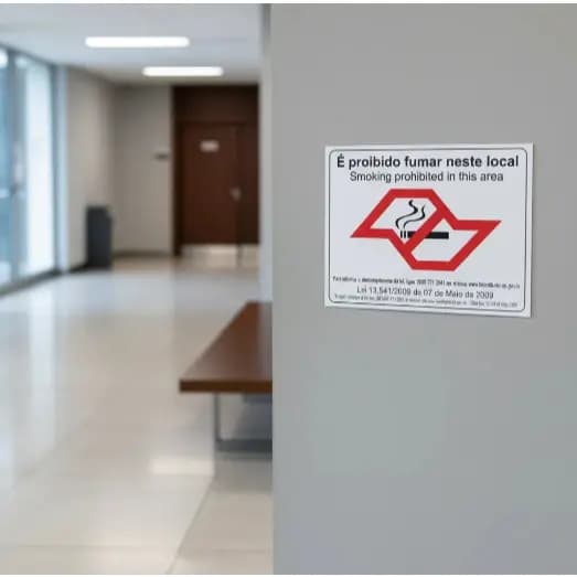 Placa Não Fume Aqui | Aviso de Proibição para Empresas, Comércios e Condomínios