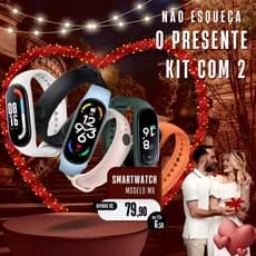 Kit Namorado Com 2 Relogio Inteligente Smartwatch Mi Band 6 / M6 Pro Rosa e Preto