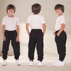 Calça Infantil Jeans Jogger Cargo Masculina Menino Com Punho do 4 ao 16