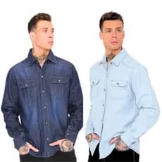Kit com 2 Camisa Jeans Masculina Slim Importada Promoção