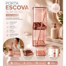 Porta Escova Slim Rose Com Tampa Uz