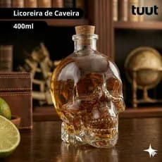 Licoreira Caveira 400ml Tampa Rolha Vidro Tuut Yazi