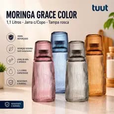 Moringa De Vidro 1,1 Litros Jarra c/Copo Grace Color Canelado Tuut