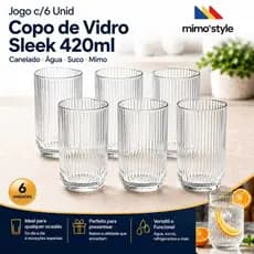 Jogo c/6 Unid Copo de Vidro Sleek 420ml Mimo