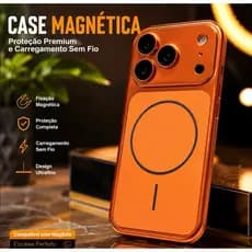 Capa capinha case para iPhone 17 pro max Laranja Camera Magnetica Muda Designe 2026