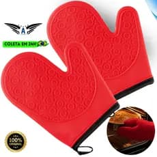 Luva Térmica de Silicone para Cozinha Fogão Churrasco Altas Temperaturas Alta Qualidade Lavável