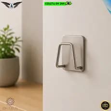 Gancho Adesivo Em Inox Quadrado Suporte Para Utensílios De Banheiro Cozinha Sem Furos Premium