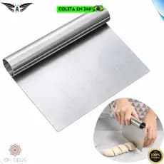 Espátula em Inox Cortador Raspador de Massa Bolo Culinária Confeitaria Prática Profissional Multiuso