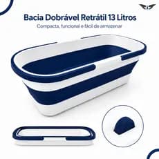 Bacia Retrátil de 13 Litros Dobrável Silicone Com Rodinhas Multiuso Fácil de Limpar para Mop