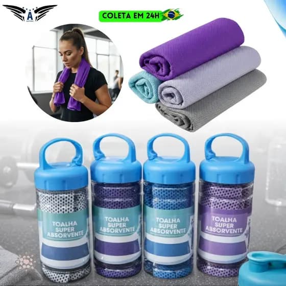 Toalha de Resfriamento Instantâneo Cooling Towel Gelada Academia Fitness Esportes Alívio Calor Verão
