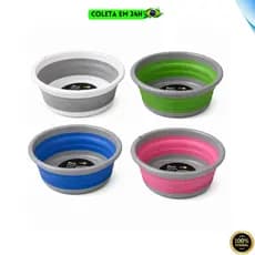 Bacia Dobrável 9,5 Litros Balde Retrátil Bompack Multiuso Silicone Resistente Portátil Lavanderia