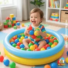Piscina Infantil Inflável  21 Litros Criança Pets Personagens Com 25 Bolinhas Coloridas