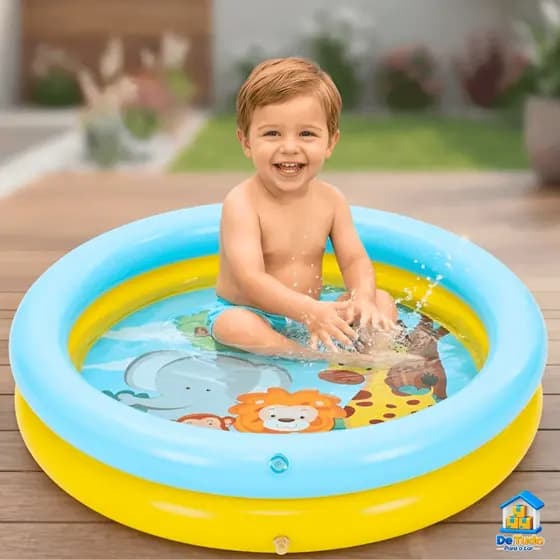 Piscina Infantil Inflável  Praia Criança Pets 2 Anéis Personagens 21 Litros