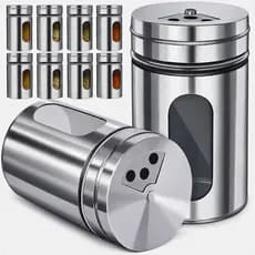 Porta Tempero Condimento Saleiro Pimenteiro Inox Visor Vidro Cozinha