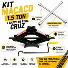 kit estepe de carro Macaco sanfona 1.5 Ton Chave de roda estrela 4 bocas