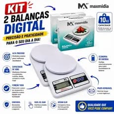 KIt 02 Unidades Balança De Cozinha Digital 10Kg  Maxmidia