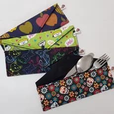 Porta Talher de Tecido 8x23cm Estojo para talheres, organizador de bolsa termica.