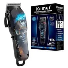 Maquina Cortar Cabelo Profissional Barbeiro Sem Fio Recarregável Kemei Km-735