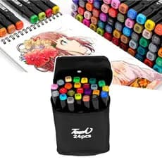 Estojo Canetinha Marcador Canetas Kit 24 Cores Touch Ponta Dupla
