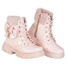 Coturno Infantil menina Bota Montaria Tratorada botinha feminina Festa Laço Pelucia Inverno Confortável Antiderrapante