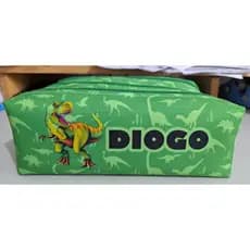 Estojo Ecolar Triplo Dinossauro Personalizado com Nome