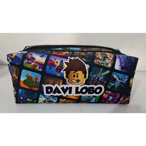 Estojo Escolar Duplo Roblox Personalizado com Nome