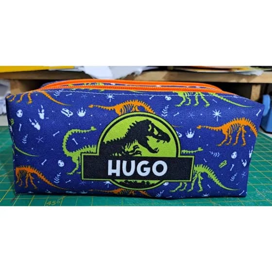 Estojo Duplo Escolar Jurassic Park / Dinossauro Personalizado com nome