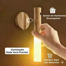 Luminária LED Recarregável Sensor Movimento arandela minimalista mesa parede magnética