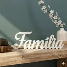 Escultura Decorativa Decoração Palavra “Família” em 3D – Enfeite Moderno para Sala e Casa Minimalista Escritório Quarto