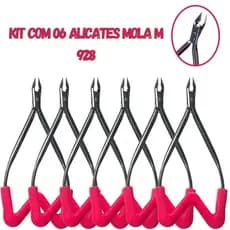 Kit com 06 Alicates de Cutículas Mola M 928 Delicate - Kit Manicure