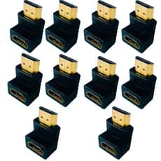Kit 10 Adaptador Macho Femea Hdmi L 90 Graus Curva Parede