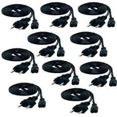 Kit 10 Cabo Força Energia Bipolar P/ Radio Impressora Tv Ps3 Ps4
