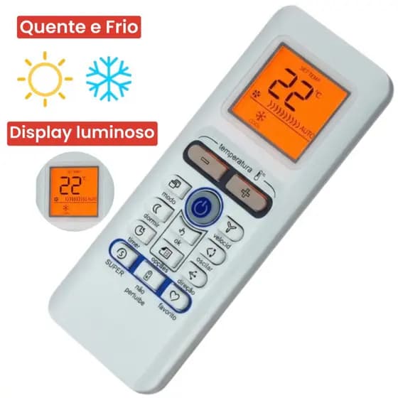 Controle Para Ar Condicionado Split Inverter Springer Midea Display Luminoso Quente e Frio
