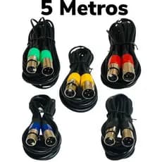 Cabo Microfone Xlr Canon Balanceado Macho X Femea 5 Metros - Varias Cores