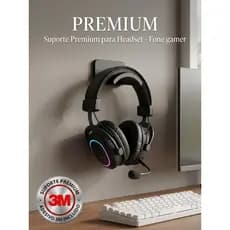 Suporte de Parede para Headset Gamer Fone de Ouvido Sem Furar com Adesivo 3M