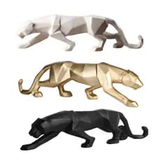 Estátua Pantera Geométrica Luxo em Resina – Decoração Moderna Premium Linha Luxo