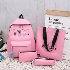 Mochila Escolar Feminina Rosa Kit 4 Peças 20L Compartimento Notebook