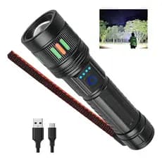 Lanterna de LED Tática Recarregável USB Super Forte B-Max BM8543 com Zoom