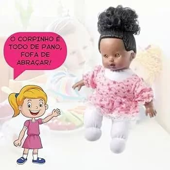 Boneca Coleção Hair Soft Negra, Boneca Negra, Boneca Bebê Baby Brinquedo
