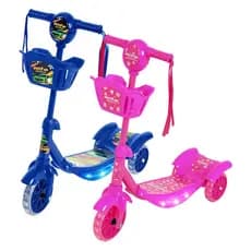 Patinete Infantil Com 3 Rodas Musical Com Luzes Led e Cestinha